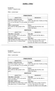 English Worksheet: Another- Other