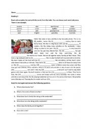 worksheet - Present Simple and Past simple 