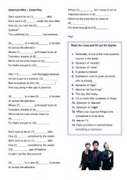 English Worksheet: American Idiot