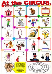 English Worksheet: At the circus. Pictionary - A or An - Vocabulary + KEY