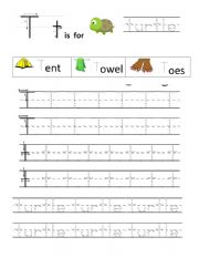 writing worksheet letter T