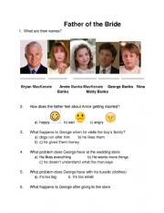 English Worksheet: Father of the Bride Movie Comprehension