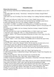 English Worksheet: past perect