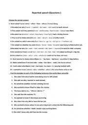 English Worksheet: reported speech ( questions )