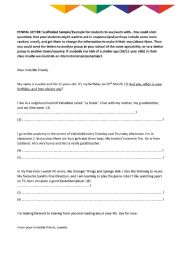 English Worksheet: Penpal Project Sample Letter