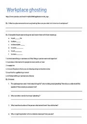 English Worksheet: Ghosting at workplace