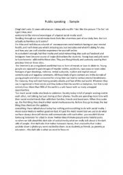 English Worksheet: Public speaking : sample