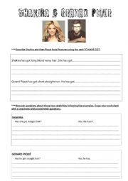 English Worksheet: SHAKIRA AND GERARD PIQU (HAS GOT)