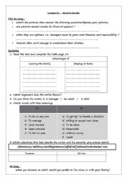English Worksheet: lesson A1