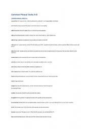 English Worksheet: common phrasal verbs