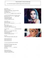 English Worksheet: Always remember us this way- by Lady Gaga