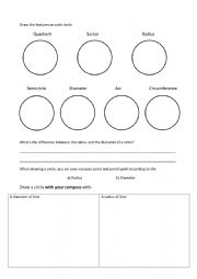 English Worksheet: Circles Assessment