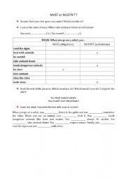 English Worksheet: Rules on a safari (Must - Musn�t)