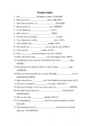 English Worksheet: Word form exercise