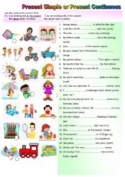 English Worksheet: Present simple or present continuous tense 2