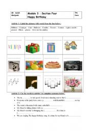 English Worksheet: Happy birthday part 1 