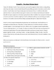 English Worksheet: Cross Fit reading activity and discussion prompts teacher copy
