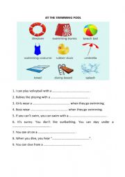 English Worksheet: At the swimming pool