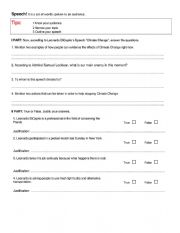 English Worksheet: Climate Change - Leonardo DiCaprio Speech