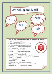 English Worksheet: tell vs say