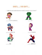 English Worksheet: SHES / HE ISNT