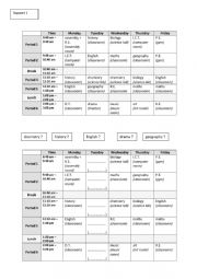 English Worksheet: Timetable to complete - Oral interaction activity