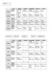 Timetable to complete - Oral interaction activity