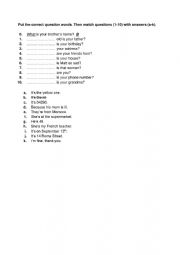 English Worksheet: Wh questions