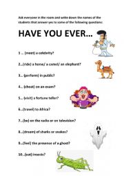 English Worksheet: Have you ever