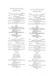 English Worksheet: Just the way you are - Bruno Mars
