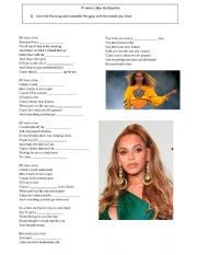 English Worksheet: If I were a boy- By Beyonc