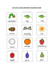 The Very Hungry Caterpillar Vocab Sheet