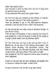 English Worksheet: A trip to New York