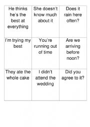 English Worksheet: Card Verb Game