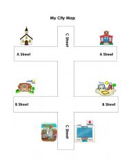 English Worksheet: My City Map