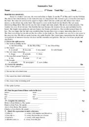 English Worksheet: test paper 5th form