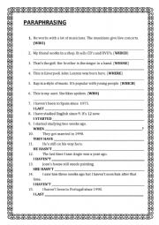 English Worksheet: paraphrasing