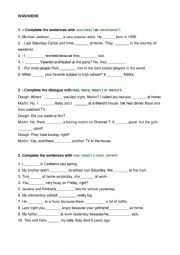 English Worksheet: WAS - WERE