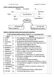 English Worksheet: lesson N9 Violence