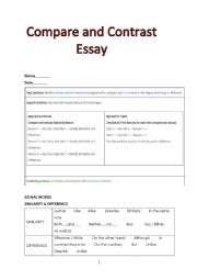 English Worksheet: compare and contrast