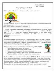 English worksheet: unit 4 lesson 1 five a day