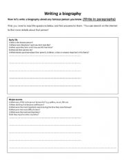 English Worksheet: Template to write a biography
