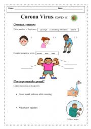 English Worksheet: Preventing Corona Virus
