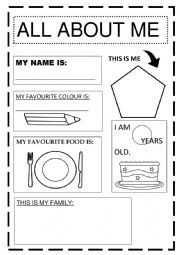 English Worksheet: ALL ABOUT ME