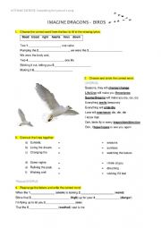 English Worksheet: Imagine Dragons - Birds