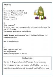 English Worksheet: A bad day 