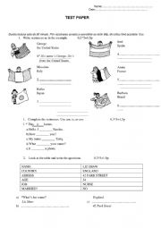 English Worksheet: test paper- 5th grade