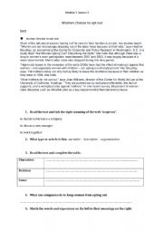 English worksheet: women opt out