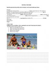 English Worksheet: WRITING A POSTCARD