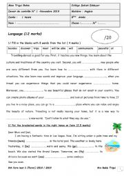 English Worksheet: 8th form test(Term 1)
